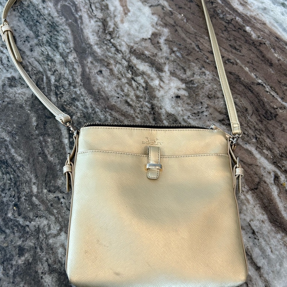 Scout bag Gold Crossbody Bag, has a few scuffs but GUC